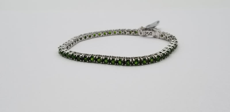 GREEN CHROME DIOPSIDE 3.5 MM STERLING SILVER TENNIS BRACELET