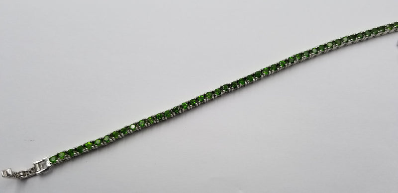 GREEN CHROME DIOPSIDE 3.5 MM STERLING SILVER TENNIS BRACELET