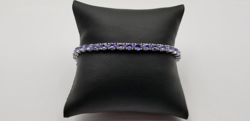 TANZANITES 4X6MM OVAL STERLING SILVER TENNIS BRACELET