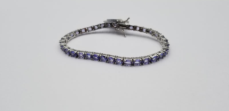 TANZANITES 4X6MM OVAL STERLING SILVER TENNIS BRACELET