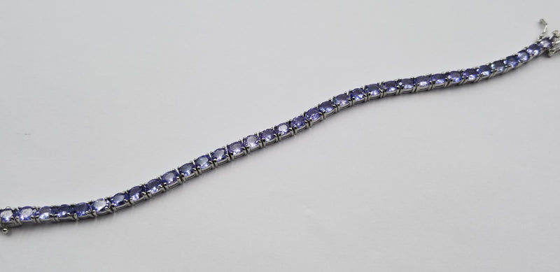 TANZANITES 4X6MM OVAL STERLING SILVER TENNIS BRACELET