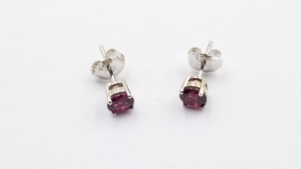 RHODOLITE GARNET 5 MM ROUND PRONG SET STERLING SILVER STUDS EARRINGS