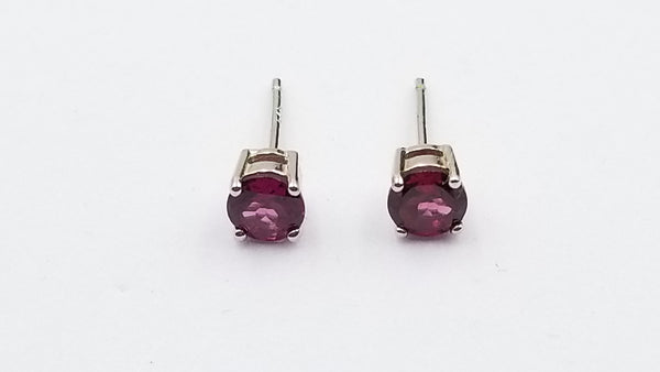 RHODOLITE GARNET 5 MM ROUND PRONG SET STERLING SILVER STUDS EARRINGS