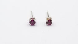 RHODOLITE GARNET 4 MM ROUND PRONG SET STERLING SILVER STUDS EARRINGS