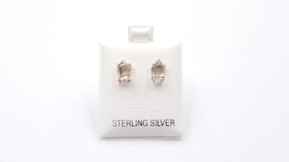 HERKIMER 6-10MM PRONG SET STERLING SILVER STUDS EARRINGS