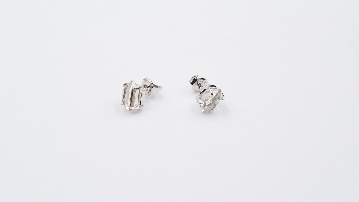 HERKIMER 6-10MM PRONG SET STERLING SILVER STUDS EARRINGS