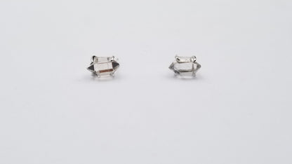 HERKIMER 6-10MM PRONG SET STERLING SILVER STUDS EARRINGS
