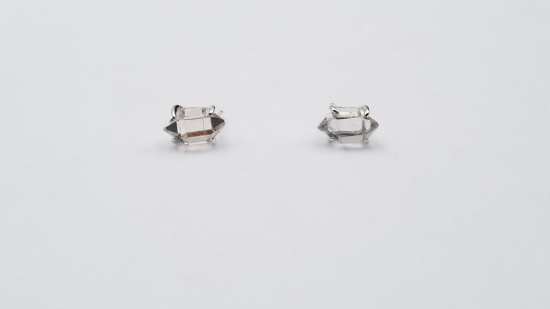 HERKIMER 6-10MM PRONG SET STERLING SILVER STUDS EARRINGS