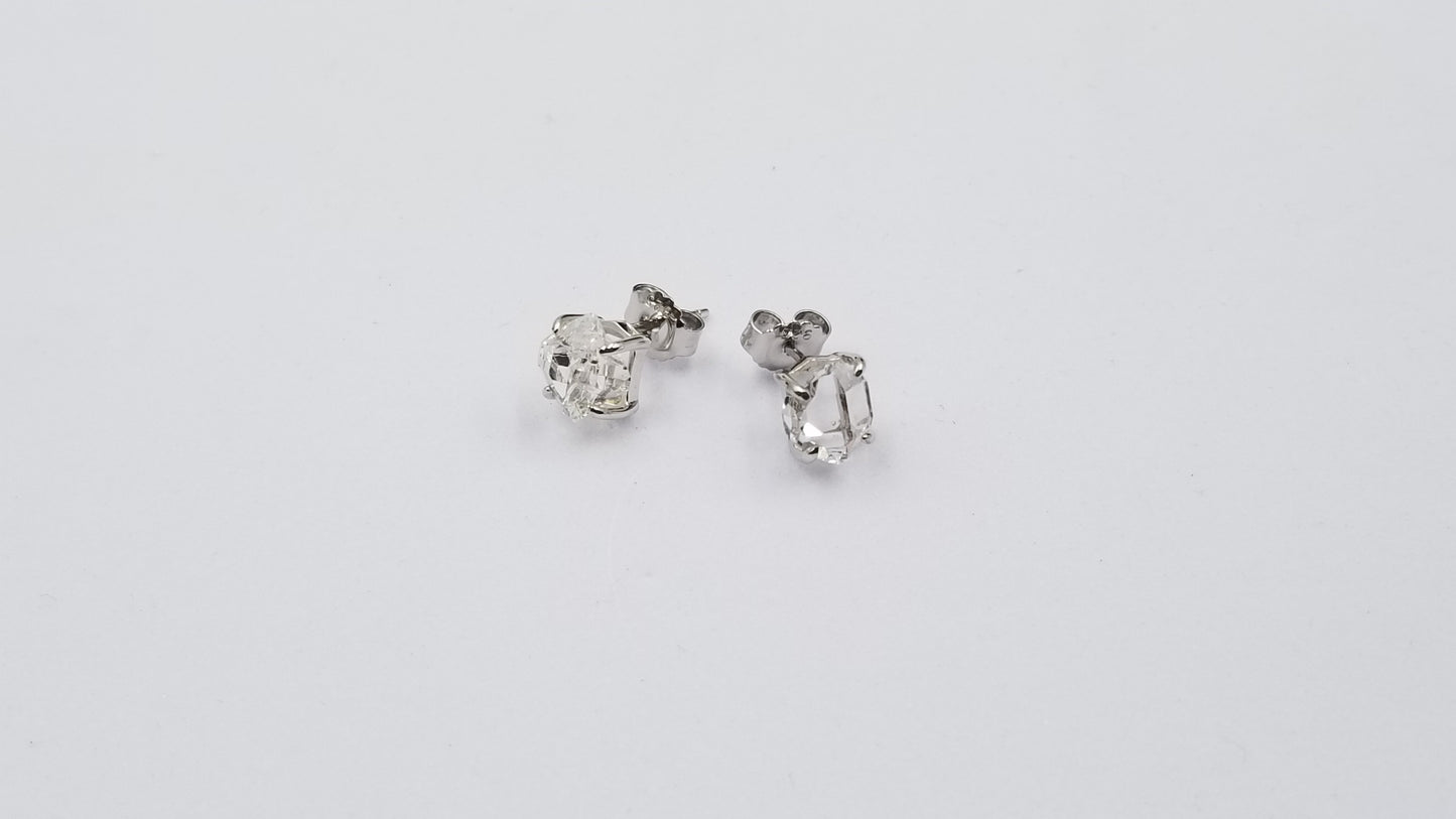 HERKIMER 6-9MM PRONG SET STERLING SILVER STUDS EARRINGS