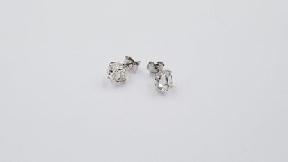 HERKIMER 6-9MM PRONG SET STERLING SILVER STUDS EARRINGS