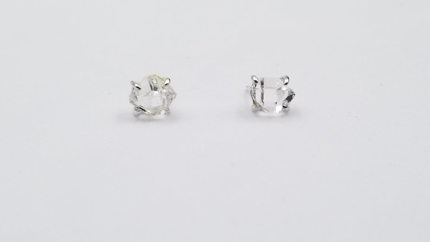 HERKIMER 6-9MM PRONG SET STERLING SILVER STUDS EARRINGS