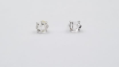 HERKIMER 6-9MM PRONG SET STERLING SILVER STUDS EARRINGS