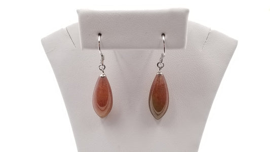 BLOOD STONES 8X20 MM STERLING SILVER WIRE DANGLE EARRINGS