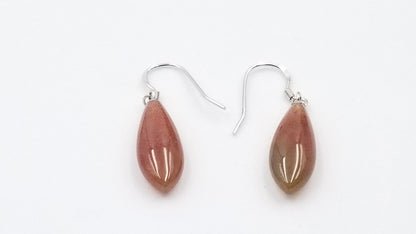 BLOOD STONES 8X20 MM STERLING SILVER WIRE DANGLE EARRINGS
