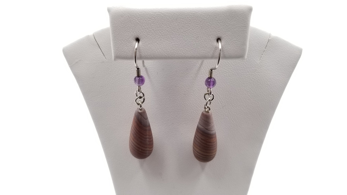 HICKORYITE (FROSTED) 8X20 MM STERLING SILVER WIRE DANGLE EARRINGS