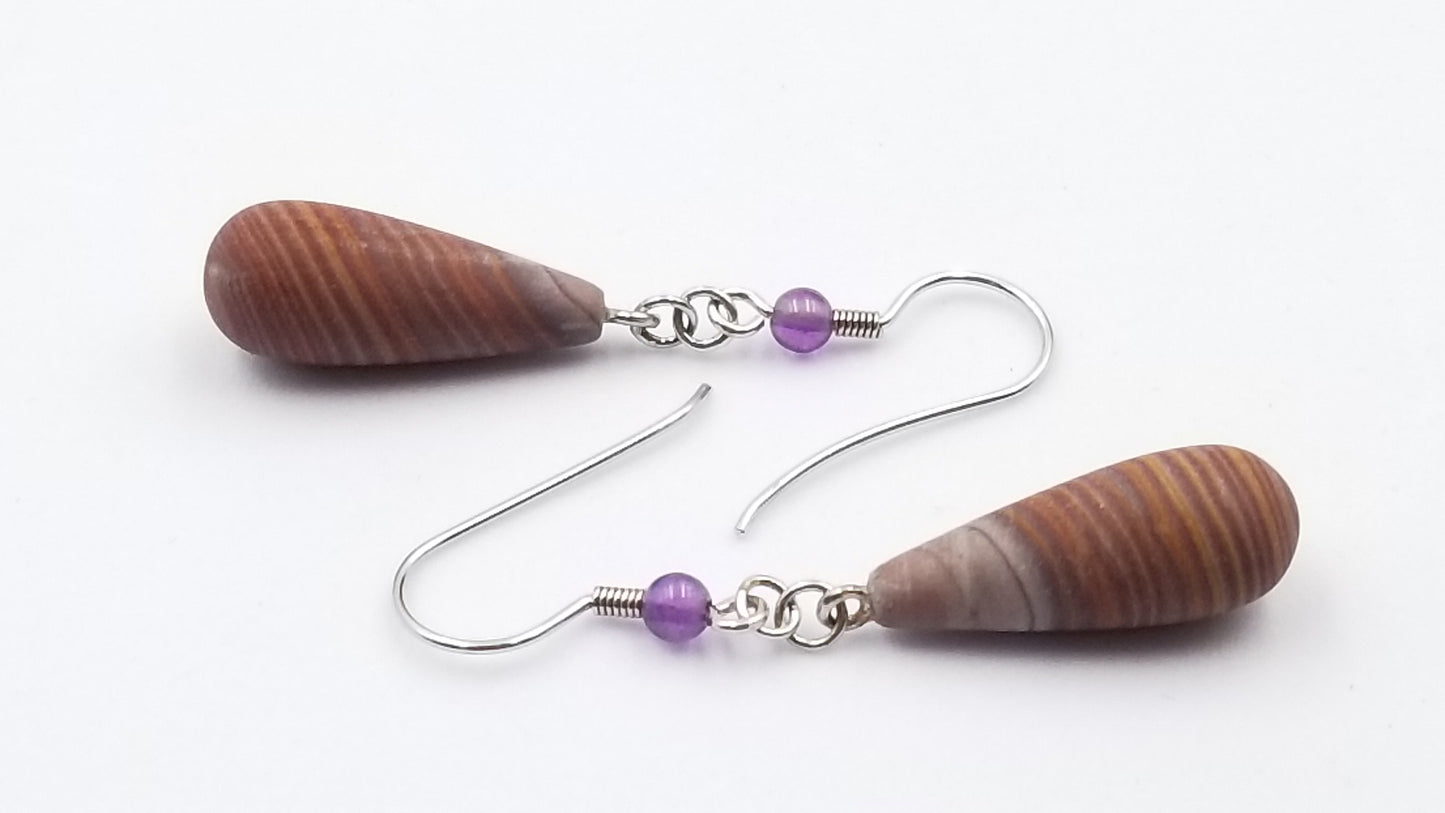 HICKORYITE (FROSTED) 8X20 MM STERLING SILVER WIRE DANGLE EARRINGS