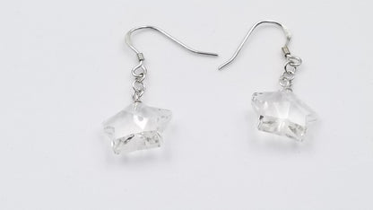 CRYSTAL STAR 13MM STERLING SILVER DANGLE EARRINGS
