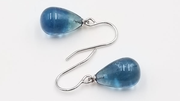 GREEN FLUORITE 10X15 MM STERLING SILVER DANGLE EARRINGS