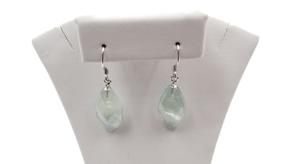 PREHNITE 10X20X6 MM MARQUISE CUT STERLING SILVER DANGLE EARRINGS