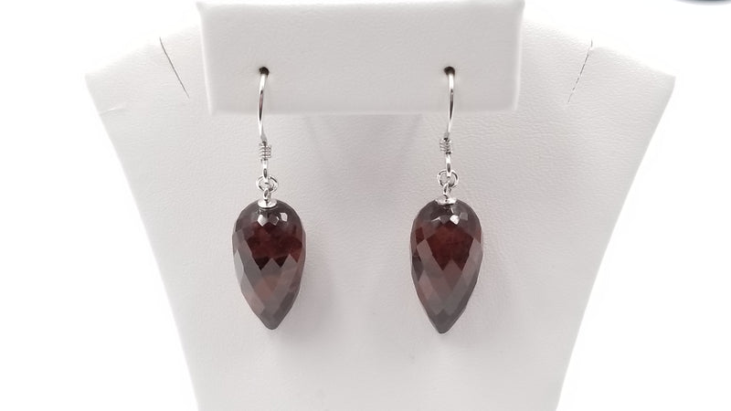 RED TIGER EYE 10X20 MM STERLING SILVER DANGLE EARRINGS