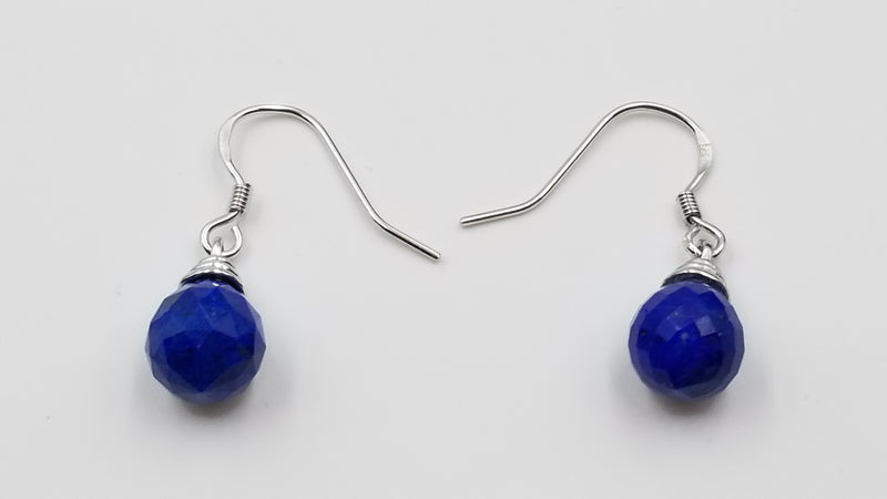 LAPIS 8X9MM TEAR DROP STERLING SILVER DANGLE EARRINGS