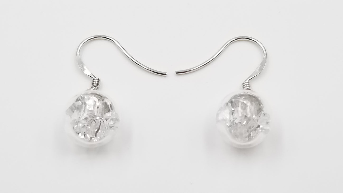 HERKIMERS IN CRSTAL 10 MM STERLING SILVER DANGLE EARRINGS