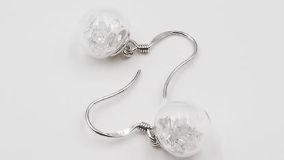 HERKIMERS IN CRSTAL 10 MM STERLING SILVER DANGLE EARRINGS