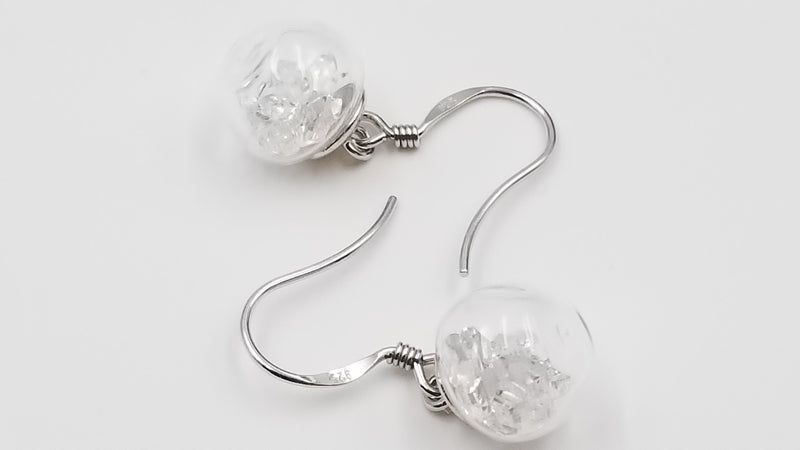 HERKIMERS IN CRSTAL 10 MM STERLING SILVER DANGLE EARRINGS