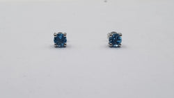 BLUE TOPAZ 6 MM ROUND PRONG SET STERLING SILVER STUD EARRINGS