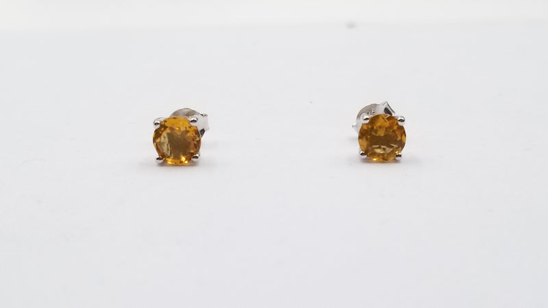 CITRINE 6 MM ROUND PRONG SET STUDS EARRINGS