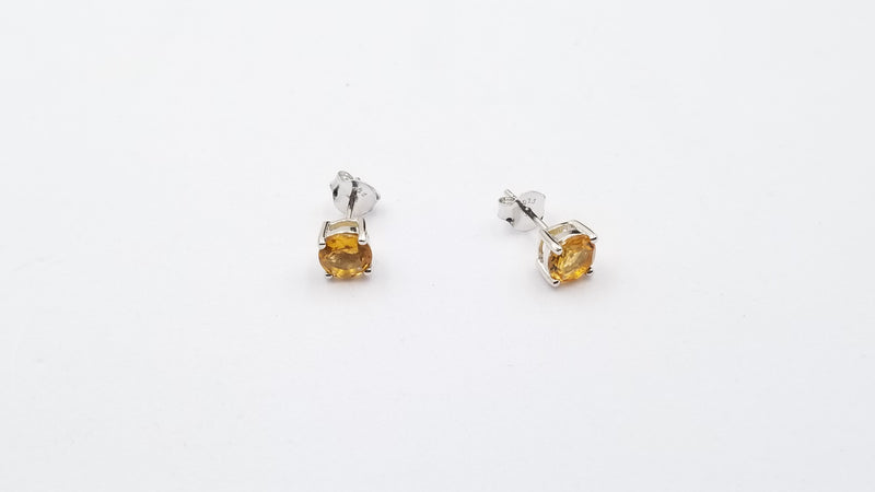 CITRINE 6 MM ROUND PRONG SET STUDS EARRINGS