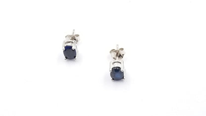 SAPPHIRES 5X7MM OVAL STERLING SILVER STUDS EARRINGS