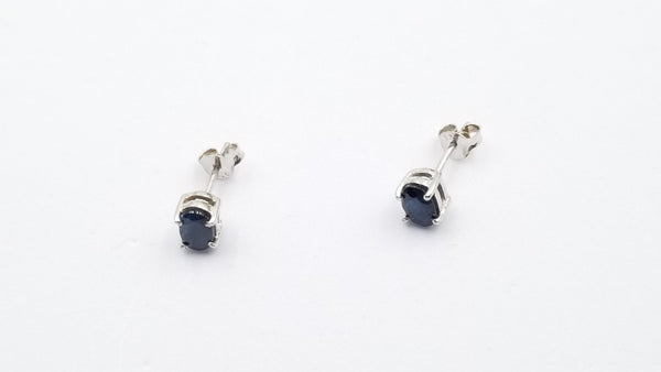 SAPPHIRES 4X6MM OVAL STERLING SILVER STUDS EARRINGS