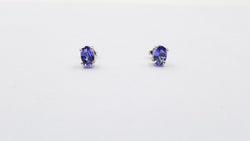 TANZANITE 4X6 MM OVAL PRONG SET STERLING SILVER STUDS EARRINGS