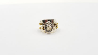 QUARTZ TWO TONE STERLING SILVER RING