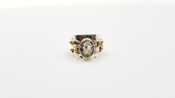 QUARTZ TWO TONE STERLING SILVER RING