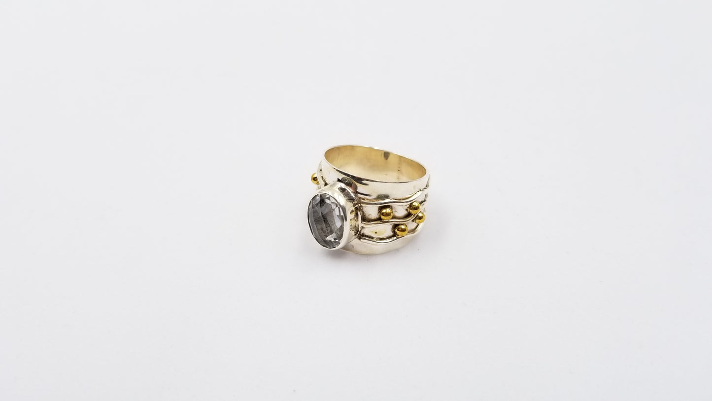 QUARTZ TWO TONE STERLING SILVER RING