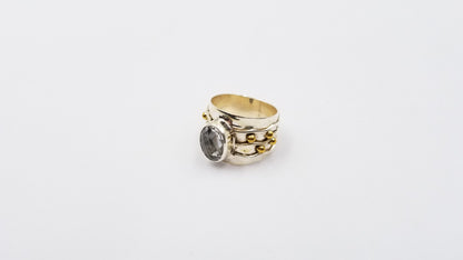 QUARTZ TWO TONE STERLING SILVER RING