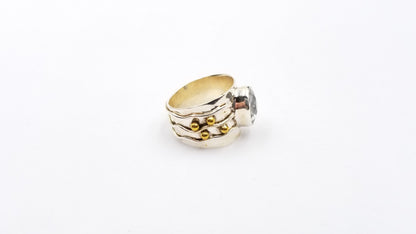 QUARTZ TWO TONE STERLING SILVER RING