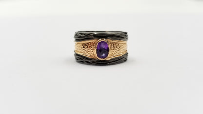 AMETHYST TWO TONE BLACK RHODIUM STERLING SILVER RING