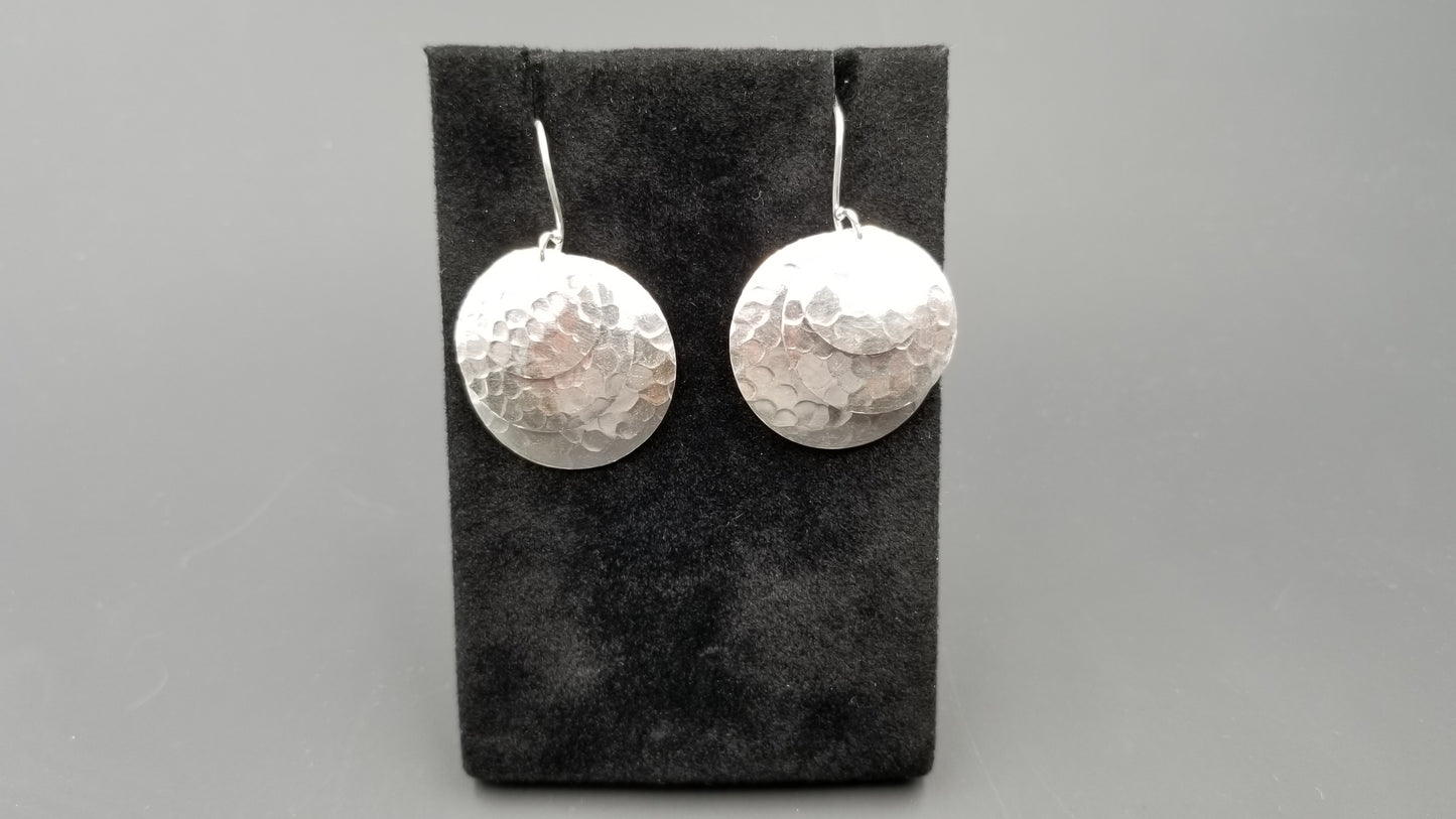 STERLING SILVER FRENCH WIRE DANGLE TRIPLE LAYERS EARRINGS