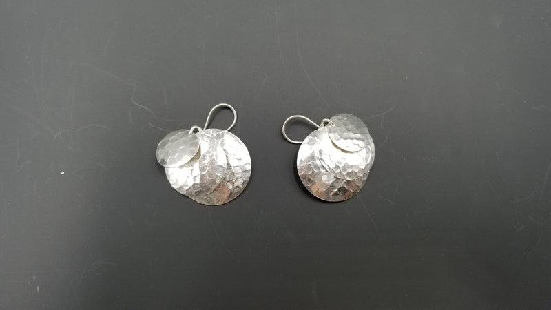 STERLING SILVER FRENCH WIRE DANGLE TRIPLE LAYERS EARRINGS