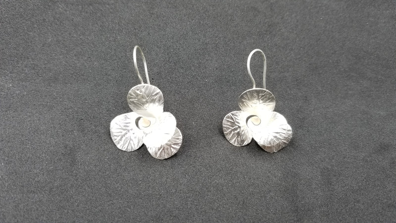 STERLING SILVER FRENCH WIRE FLOWER STYLE EARRINGS