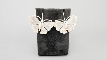 STERLING SILVER FRENCH WIRE LARGE BUTTERFLY STYLE EARRINGS