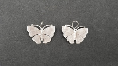 STERLING SILVER FRENCH WIRE LARGE BUTTERFLY STYLE EARRINGS