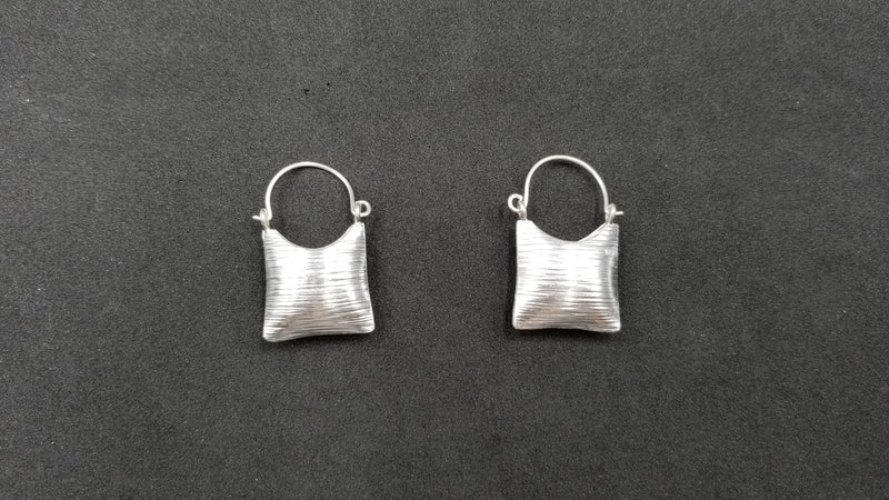 STERLING SILVER FRENCH WIRE SQUARE HANDBAG EARRINGS