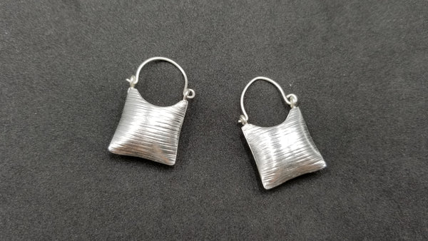 STERLING SILVER FRENCH WIRE SQUARE HANDBAG EARRINGS