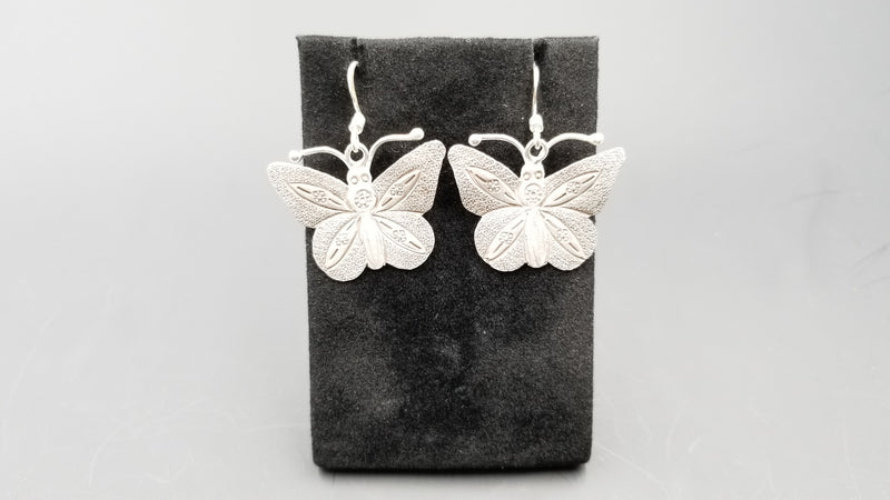 STERLING SILVER WIRE DANGLE BUTTERFLY EARRINGS