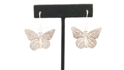 STERLING SILVER WIRE DANGLE BUTTERFLY EARRINGS