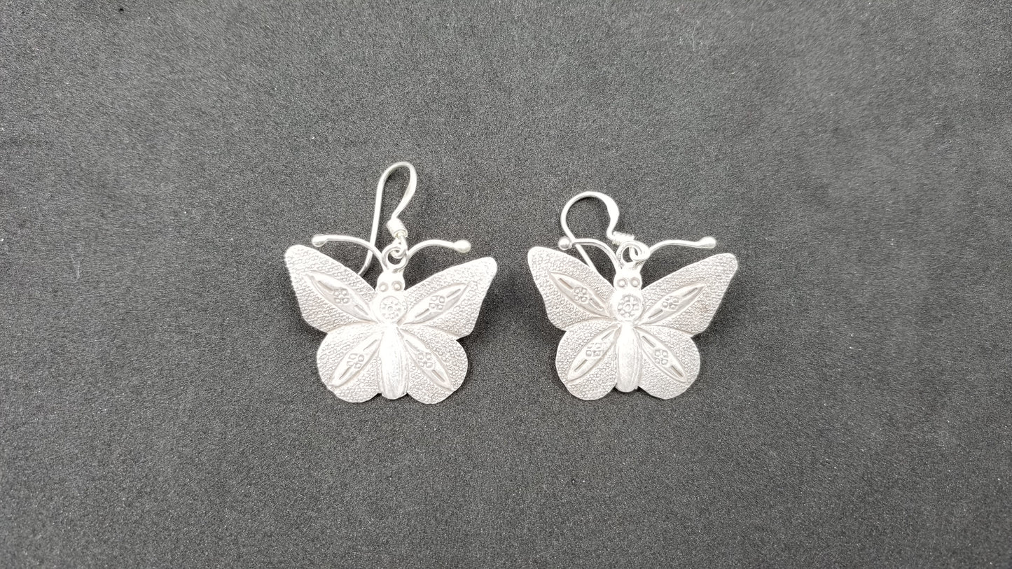 STERLING SILVER WIRE DANGLE BUTTERFLY EARRINGS